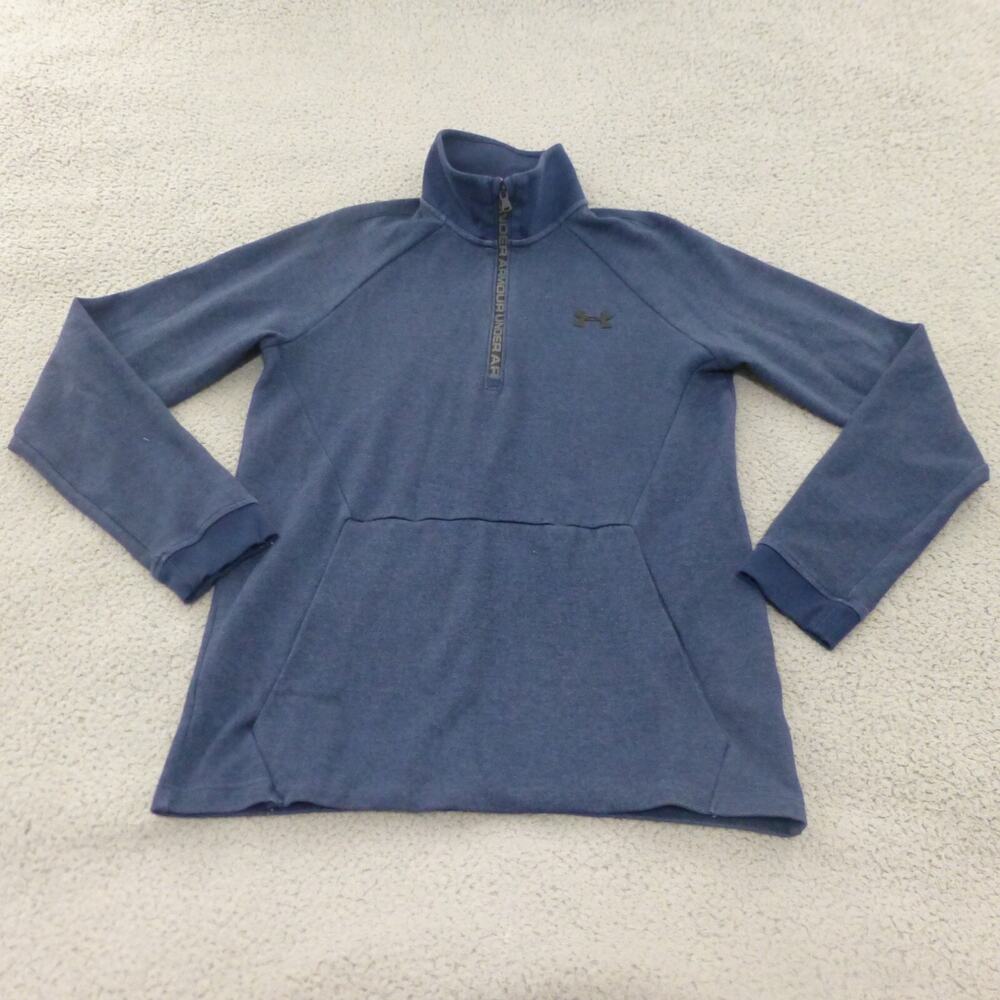 Under Armour Sweater Mens Medium Blue Pullover 1/4 Zip Fitted Pockets